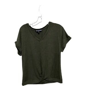 Wantable Forest Green Sweater material short sleeve size medium basics tie front